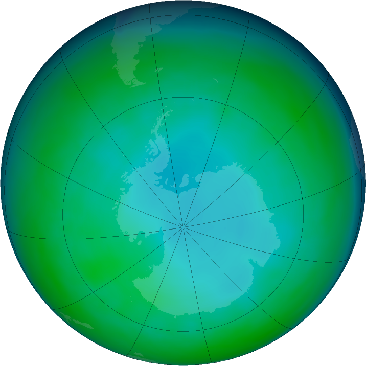 Antarctic ozone map for June 2019